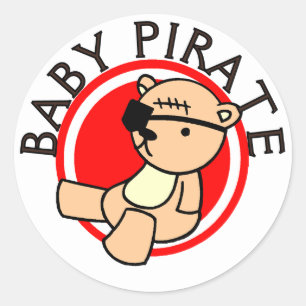 Pegatina Redonda Camisetas y regalos para piratas bebés
