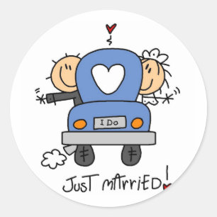 Pegatina Redonda Camisetas y regalos para recién casados