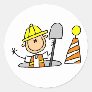 Pegatina Redonda Camisetas y regalos para trabajadores de la constr