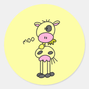 Pegatina Redonda Camisetas y regalos para vacas de la figura del pa