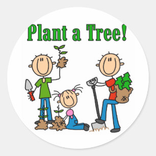 Pegatina Redonda Camisetas y regalos Planta un árbol