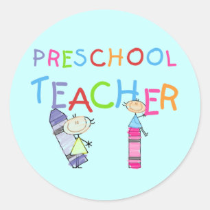 Pegatina Redonda Camisetas y regalos preescolares del profesor de