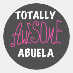Pegatina Redonda Camisetas y regalos rosa de Abuela totalmente aluc