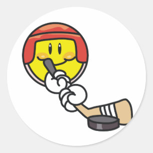 Pegatina Redonda Camisetas y regalos sonrientes de hockey