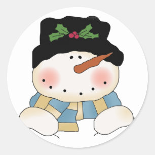 Pegatina Redonda Camisetas y regalos sonrientes de Snowman