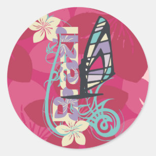 Pegatina Redonda Camisetas y regalos Windsurfing del Brasil