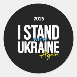 Pegatina Redonda Camisetas Yo Apoyo A Ucrania 2025 Bandera Ucranian