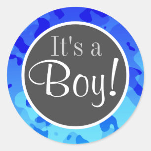 Pegatina Redonda Camo azul eléctrico; camuflaje