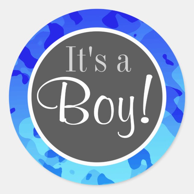 Pegatina Redonda Camo azul eléctrico; camuflaje (Anverso)