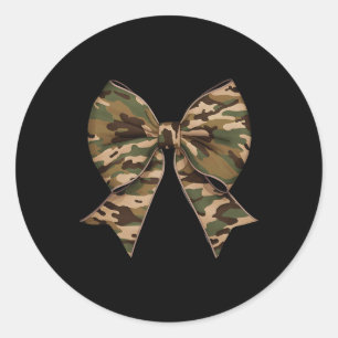 Pegatina Redonda Camo Coquette Bow Chicas de caza de pato niñas Hu