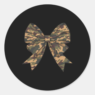 Pegatina Redonda Camo Coquette Bow Chicas de caza de pato niñas Hu