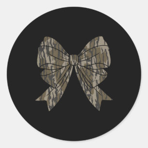Pegatina Redonda Camo Coquette Bow Duck Hunt Duck Caza Mujeres Gir
