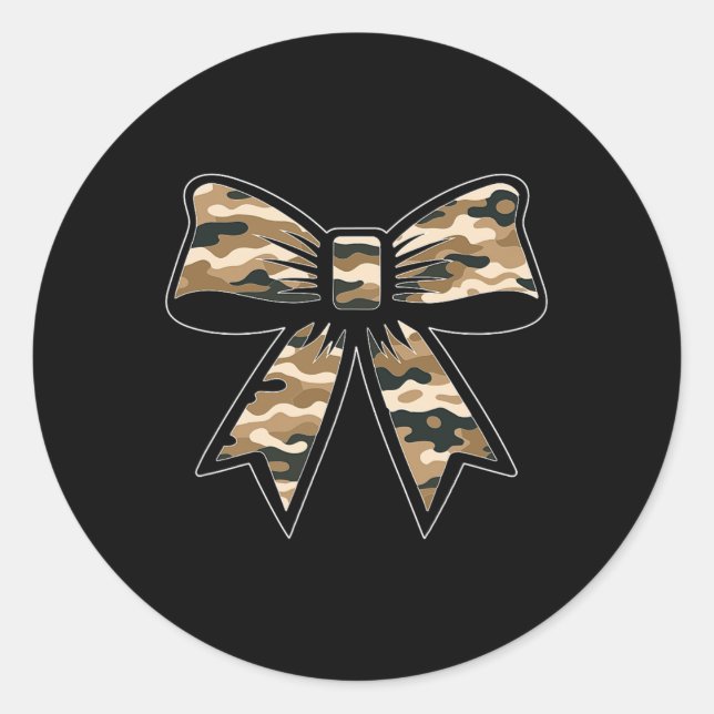 Pegatina Redonda Camo Coquette Bow Duck Hunt Duck Caza Mujeres Gir (Anverso)