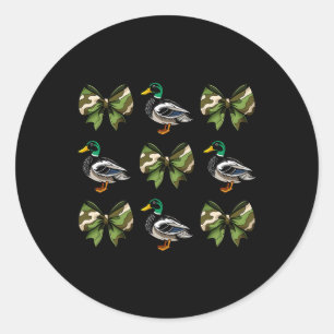 Pegatina Redonda Camo Coquette Bow Duck Hunt Mallard Duck Hunt W