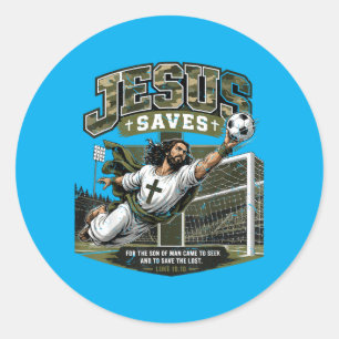 Pegatina Redonda Camo Cristiano Fútbol Jesús Salva Religioso Juveni