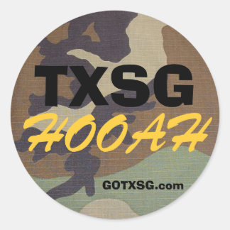 Pegatina Redonda camo de bosque TXSG, HOOAH, GOTXSG.com