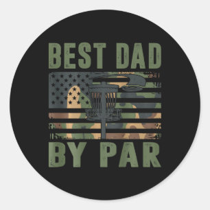 Pegatina Redonda Camo Disc Golf Mejor Papá Por Par Bandera American