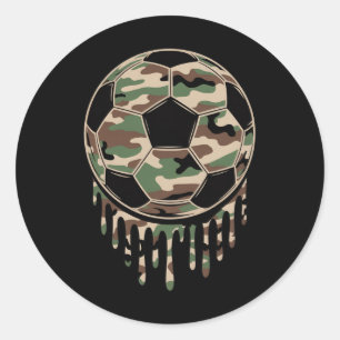 Pegatina Redonda Camo Fútbol Footbyll Drip Camuflaje Coquette