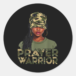 Pegatina Redonda Camo Gorra Oración Guerrero Dios Jesús Cristiano N