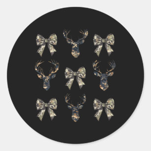 Pegatina Redonda Camo Us Flag Deer Elk Caza Cazadora Coquette
