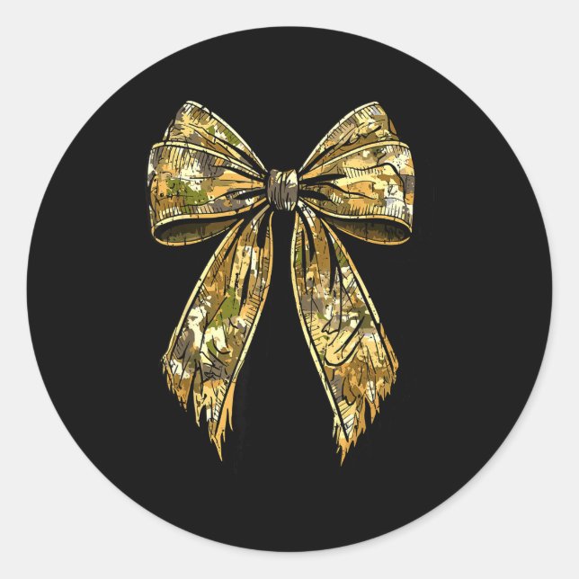 Pegatina Redonda Camouflage Camo Bow Hunting Girl  (Anverso)