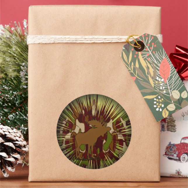 Pegatina Redonda Camouflage Moose Romper Camo (Vacaciones)