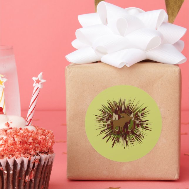 Pegatina Redonda Camouflage Moose Romper Camo (Fiesta)