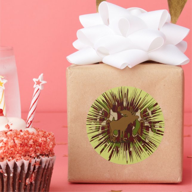 Pegatina Redonda Camouflage Moose Romper Camo (Fiesta)