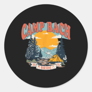 Pegatina Redonda Camp Bach Bride 2025 Camping Retro de Soltera Pa
