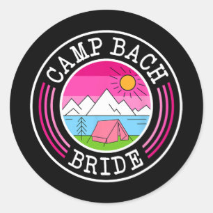 Pegatina Redonda Camp Bach Bride Brida Bridesmaid Retro Camping Bac