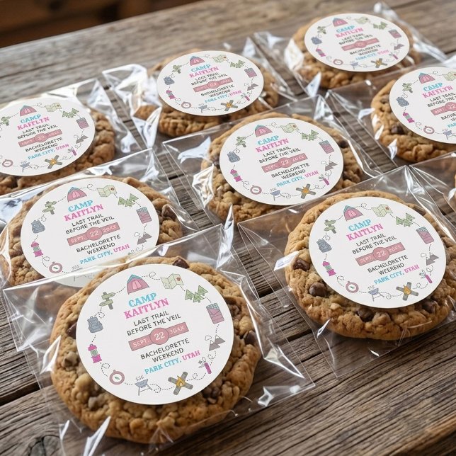 Pegatina Redonda Camp Bach Wilderness Bachelorette Party Favor (Subido por el creador)