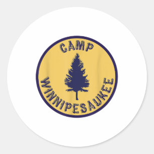 Pegatina Redonda Camp Winnipesaukee Shirt Campamento de Verano Retr