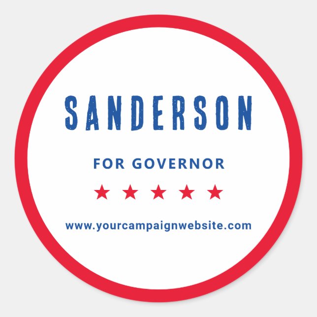 Pegatina Redonda Campaign Name Red White Blue Political Election (Anverso)