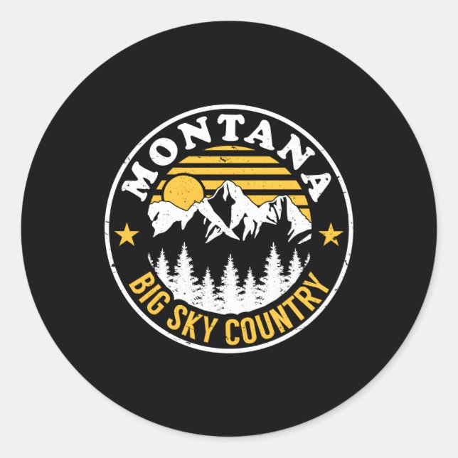 Pegatina Redonda Campamento al aire libre Montana Big Sky Country (Anverso)