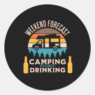 Pegatina Redonda Campamento de cerveza con cumpleaños de cerveza