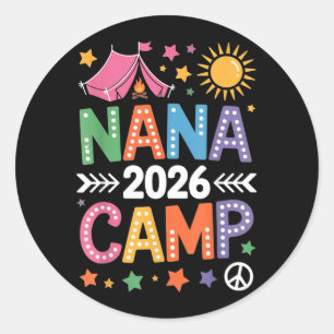 Pegatina Redonda Campamento de Nana 2026 Vacaciones familiares Trip