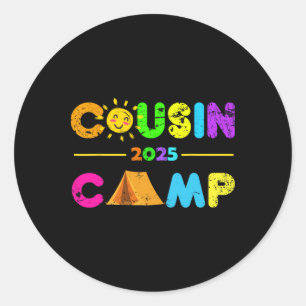 Pegatina Redonda Campamento de primos 2025 Camping Vacaciones de ve