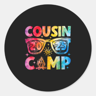 Pegatina Redonda Campamento de primos 2025 Vacaciones familiares Ca