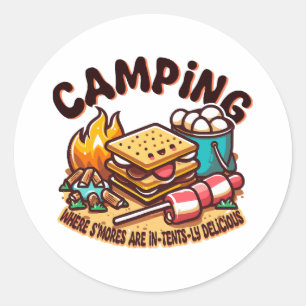 Pegatina Redonda campamento de smores