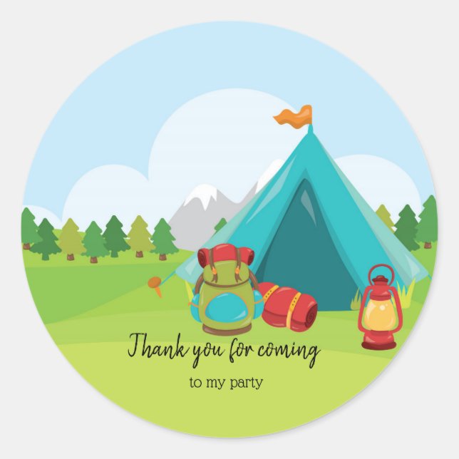 Pegatina Redonda Campamento de Verano (Anverso)