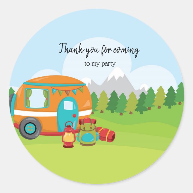 Pegatina Redonda Campamento de Verano (Anverso)