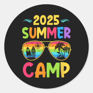 Pegatina Redonda Campamento de Verano 2025 Vacaciones de Verano 202