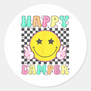 Pegatina Redonda Campamento Feliz Campamento de Verano Camping Para
