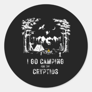 Pegatina Redonda Campamento para los críptidos Pie Grande Hombre Mo