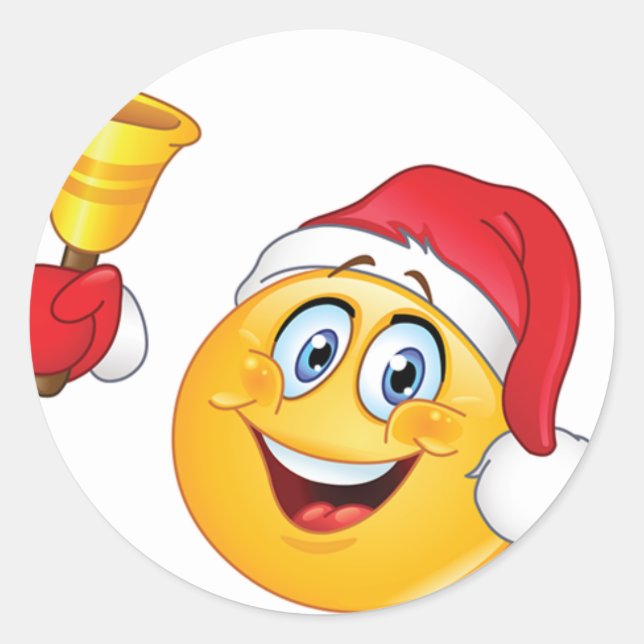 Pegatina Redonda Campana adhesiva navideña de emoji 1 1/2 pulgadas (Anverso)