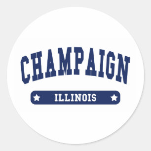 Pegatina Redonda Campaña camisetas estilo colegio Illinois