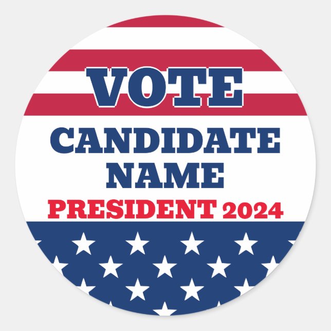 Pegatina Redonda Campaña de candidato a presidente electoral (Anverso)