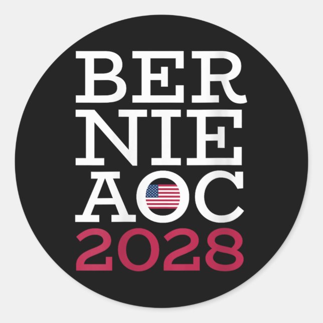 Pegatina Redonda Campaña de mujeres Bernie Aoc 2028 - Lucha contra  (Anverso)