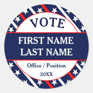 Pegatina Redonda Campaña de Voto Personalizada USA