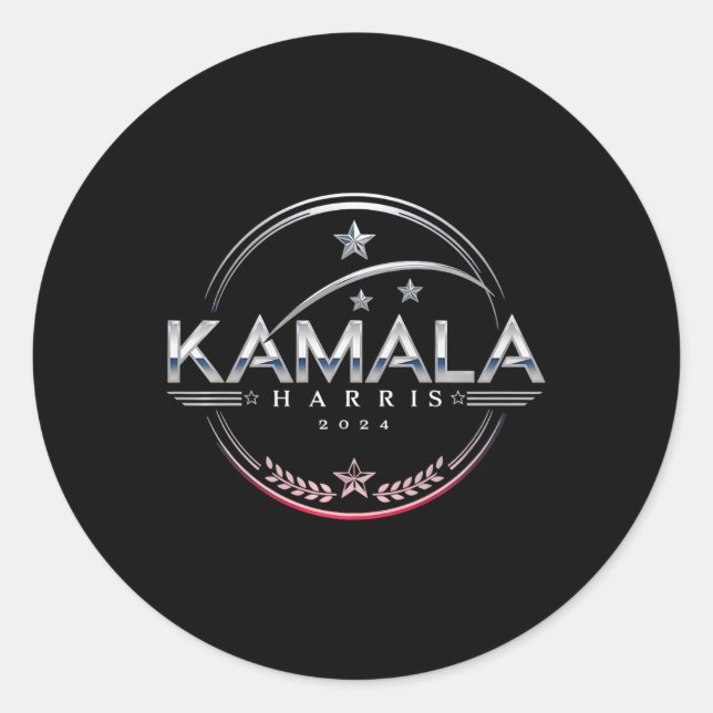 Pegatina Redonda Campaña electoral del presidente de Kamala 2024 (Anverso)